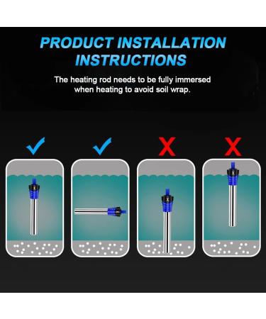 ABIEMUCE 100W Aquarium Heater | 304 Stainless Steel Adjustable Temp Suction Cups | Ideal for Fish Tanks (18-34 220V) - Buy Online on GoSupps.com