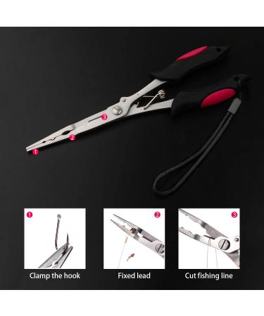 Hikary Long Nose Fishing Pliers - Stainless Steel Hook Remover & Braid Cutter - 8.8inches - Buy Online on GoSupps.com