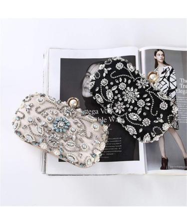 JU+ Beaded Crystal Clutch Evening Bags for Women Formal Bridal Wedding Clutches Purses Prom Cocktail Party Handbags (White) - Buy Online on GoSupps.com