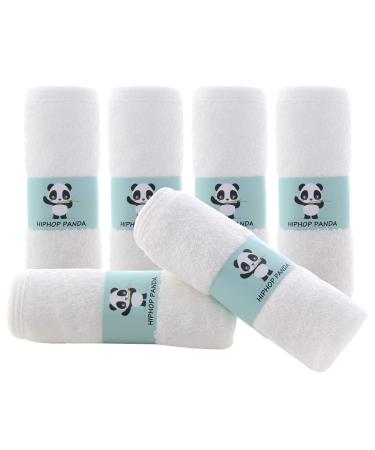 Bamboo Baby Washcloths - 2 Layer Soft Absorbent Bamboo Towel - Newborn Bath Face Towel - Natural Baby Wipes for Delicate Skin - Baby Registry as Shower(6 Pack) White 10x10 Inch (Pack of 6)