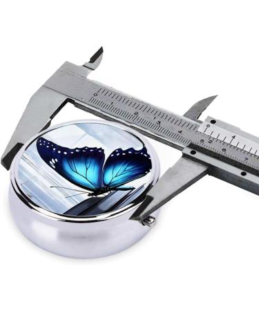 Blue Butterfly Mini Round Pill Box | 3 Compartment Medicine Organizer for Travel & Home Use - Buy Online on GoSupps.com