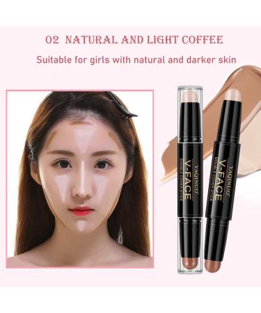 Bekoeen 2 Pcs Highlight and Contour Stick - Long Lasting Waterproof 2-in-1 Bronzer Sticks Kit for Light/Medium Skin - Face Makeup Highlighting & Contouring - Buy Online on GoSupps.com