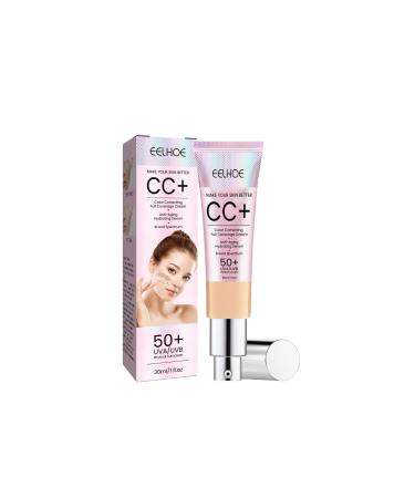 OGoeesy Color Correcting CC Cream with Centella Asiatica  Red Correct - Light Multi-Purpose Facial Concealer with Illuminating Finish Soothes & Hydrates - SPF 50+ (Nude)