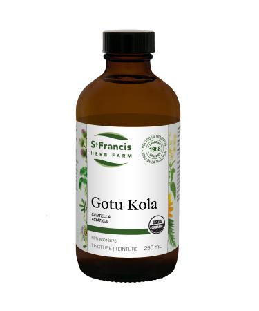 St Francis Herb Farm - Gotu Kola (Centella asiatica leaf) Certified Organic Herbal Tincture Extract Gotu Kola is used in Herbal Medicine as a calmative for restlessness and nervousness and also as a tonic for the mind and to improve memory (250 ml)