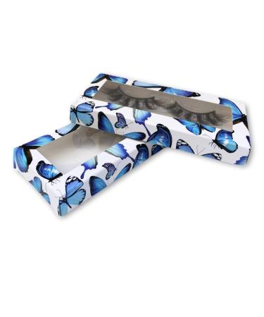 Wholesale 20 pcs Electric Blue Butterfly Eyelash Packaging Boxes | Plastic Trays for 25mm Strip Mink False Eyelashes - Buy Online on GoSupps.com