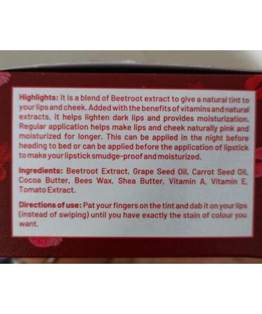 Organics Beetroot Lip & Cheek Tint Balm - Nourishing Color for Women | Lighten Dark Lips & Hydrate Chapped Skin (15g - Buy Online on GoSupps.com