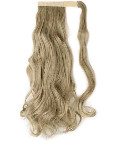 24 Inch Long Curly Wavy Wrap Around Ponytail Clip In Hair Extension - Ash Blonde/Bleach Blonde Mix - One Piece Hairpiece for Women - Buy Online on GoSupps.com