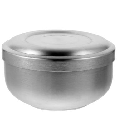Baluue Stainless Steel Shaving Soap Cream Bowl with Lid Thick Shaving Mug Unbreakable Shaving Cup for Wet Shave Home Bathroom Silver