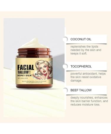 Whipped Beef Tallow & Honey Balm - Grass Fed Face & Body Cream Moisturizer (2pcs) - Unscented Skin Care & Lip Balm - Buy Online on GoSupps.com