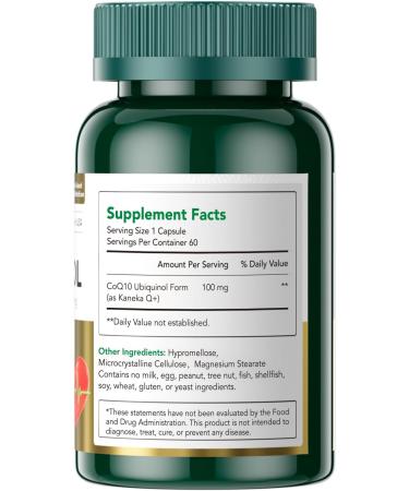 CoQ10 100mg Softgels, Coenzyme Q10 Supplements Can Enhance Endurance & Replenish Energy Reserves - CoQ10 Ubiquinol for Heart Health & Energy Metabolism, Non-GMO, Gluten-Free, 2-Month Supply (60 Count) 60 Count (Pack of 1) - Buy Online on GoSupps.com