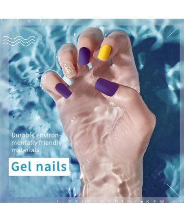 Ruarby Coffin/Ovals Press on Nail French Stripes Fake Nails Acrylic False Nails Artificial Nails Glues on Nail for Womens Girls - Buy Online on GoSupps.com