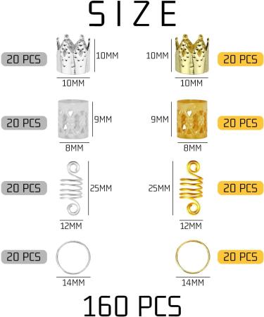 160 Pieces Barrettes Set Wig Braid Hair Extensions Hollow Embossed Hoop Ring DIY Punk Hip Hop Dreadlocks Hair Accessories - Buy Online on GoSupps.com