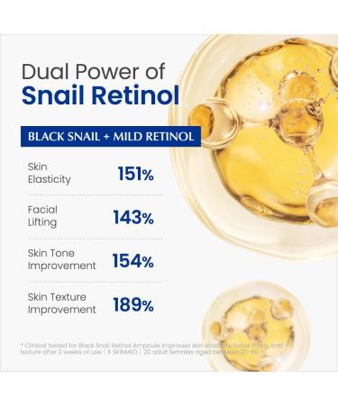 Dr. G Black Snail Retinol Ampoule - Korean Skincare with Snail Mucin - Advanced Retinol Face Ampoule for Glowing Skin - Anti Aging - Pore Minimizer for Fine Lines & Even Skin Tone Support - 1.69 fl oz - Buy Online on GoSupps.com