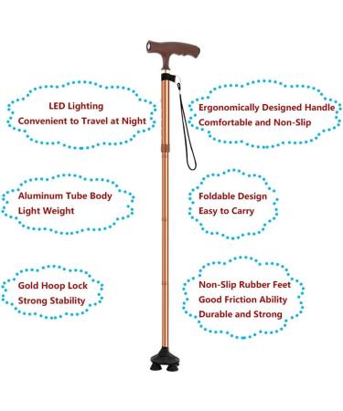 Folding Elderly Cane Crutches for Adults Non-Slip/Shock Absorption Forearm Crutches Mobility Aid for Elderly Seniors & Handicap 5 Stops Height Adjustable (Gold) Bathing in Sunlight - Buy Online on GoSupps.com