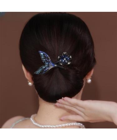 Whale Tail Rhinestone Flower Hair Clip Elegant Lazy Hair Curler French Twist Bun Hairstyle Shaper Hair Braid Braiding Clips (Feather) - Buy Online on GoSupps.com