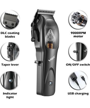 VGR 653 Professional Hair Clippers for Men - 9000RPM Cordless Barber Trimmers USB Rechargeable Hair Cutting Kit - Perfect for Home & Barbershop Use - Buy Online on GoSupps.com