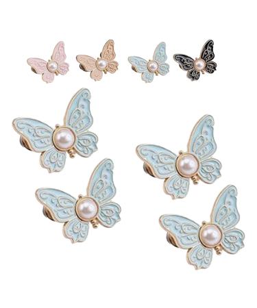 Fabricateup 2-Pack Detachable Butterfly Clips Signatureast Detachable Butterfly Clips 7 Color Decorative Reusable Button Clips for Pants (Blue)
