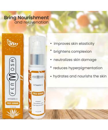 Fermosa Vitamin C Face Serum - Anti-Aging Hydrating & Brightening for Wrinkles Fine Lines & Dark Spots - International Shipping - Buy Online on GoSupps.com