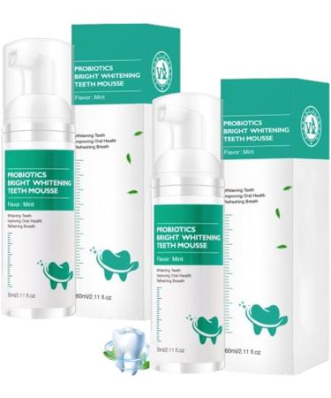 Probiotics Bright Whitening Teeth Mousse 2024 New Herbal Brightening Oral Repair Mousse Probiotics Teeth Mousse Oral Repair Treatment Teeth Whitening Foam Mouthwash Deep Stain Removal (2PCs)