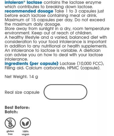 Intoleran Lactase 10,000 - Vegan Capsules for Lactose Intolerance Relief - Buy Online on GoSupps.com