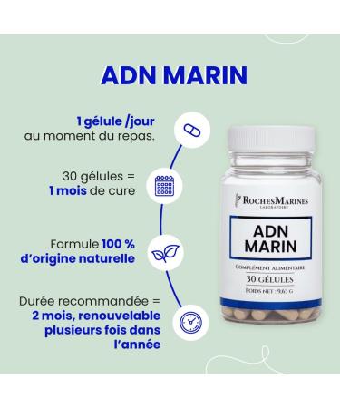 Roches Marines - Marine DNA Dietary Supplement - Maintains Memory and Concentration - Brain Support - Amino Acids Phosphorus Marine DNA - 30 Capsules - Developed in France - Buy Online on GoSupps.com