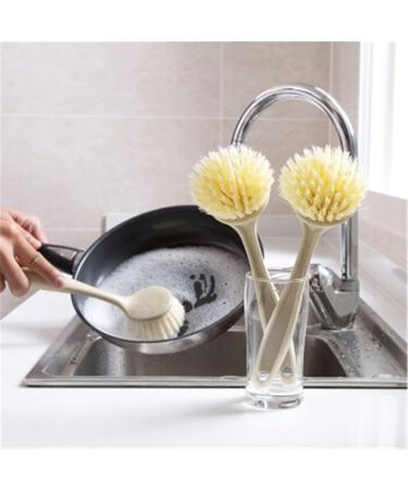 Kitchen Pot Brush Decontamination Long Handle Pot Brush Dishwashing Brush Household Pot Washing Brush Sink Stove Cleaning Brush 2pcs Easy to Store One Size Beige - Buy Online on GoSupps.com