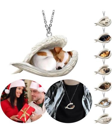 RJSQAQE Dog Trailer Necklace - Cute Sleeping Dog & Angel Acrylic Design | Perfect Dog Memorial Gift for Dog Moms & Lovers - Buy Online on GoSupps.com