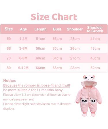 Minizone Baby Hooded Winter Romper with Footies and Hat | Girls Snowsuit Jumpsuit 3-6 Months Panda Design - Buy Online on GoSupps.com