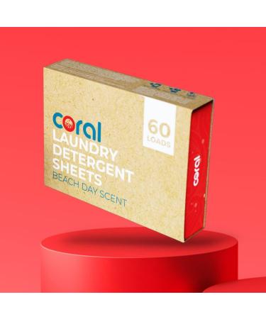 Eco-Friendly Laundry Detergent Sheets - Beach Day Scent (60 Loads) | Coral Laundry | Plastic-Free Hypoallergenic Biodegradable & Zero Waste Solution - Buy Online on GoSupps.com
