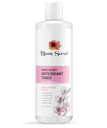Mom's Secret Antioxidant Toner Made with Natural and Organic Ingredients Firming Hydrating Balancing Vegan Paraben and Sulfate Free Made in The USA. 8fl oz./236ml.