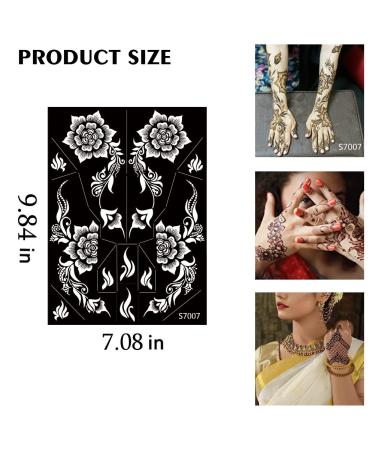 PPVWEY 10 Sheets Henna Tattoo Stencils - Temporary Indian Arabian Glitter Airbrush Stickers for Face & Body Paint DIY - Buy Online on GoSupps.com