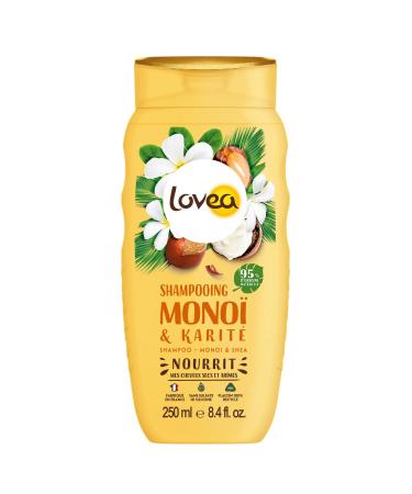 LOVEA - Shampoo - Monoï & Shea - Cleans, Nourishes & Repairs - Dry and Damaged Hair - 95% Natural Origin - Silicone Free - Sulfate Free - Made in France - 250 ml