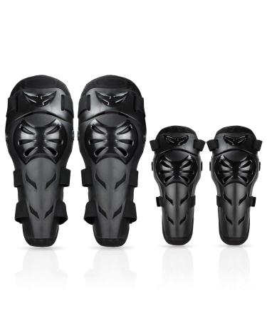 Gute Knee Pads Elbow Pads 4Pcs - 2 in 1 Protective Elbow Guard/Knee and Shin Guards, Motorcycle Gear Set with Adjustable Knee Cap Pads Protector for Motocross ATV Skating Elbow + Knee, Black