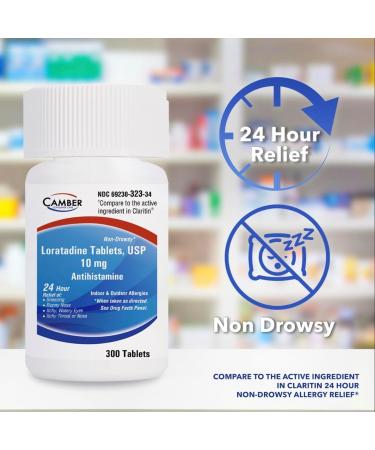 Camber Loratadine 10mg Allergy Pills Antihistamine 24 Hour Non Drowsy Allergy Relief (100 Tablets) - Buy Online on GoSupps.com