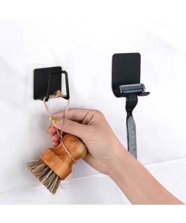 Stainless Steel Razor Bracket & Sponge Keeper Set - 2-Piece Self-Adhesive Multi-Purpose Hooks for Bathroom & Kitchen - Black - Buy Online on GoSupps.com