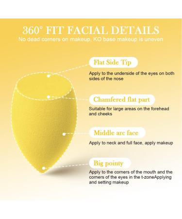 AUAUY 6 Pcs Makeup Sponges Blender Set 4 Pcs Professional Beauty Sponge Foundation Blending Blender with 1 Sponge Holder 1Powder Puff Multi-colored Makeup Sponges for Cream Liquid and Powder 4pcs-Yellow - Buy Online on GoSupps.com