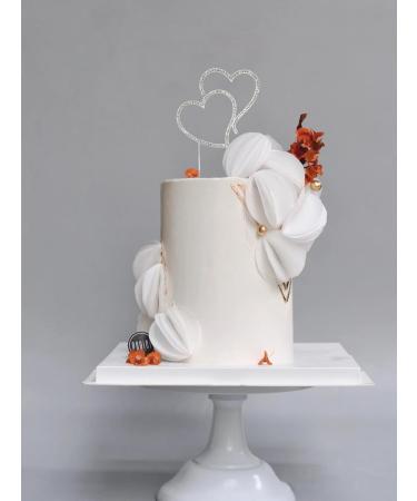 Love Heart Birthday Cake Toppers Happy Anniversary Cake Decorations Cupcake Toppers for Wedding Bridal Anniversary Theme Party Decorations (silvery) - Buy Online on GoSupps.com