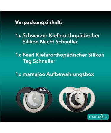 Mamajoo Orthodontic Pacifier Pearl & Black | Includes Sterilization & Storage Box | Ideal for 6+ Months - Buy Online on GoSupps.com