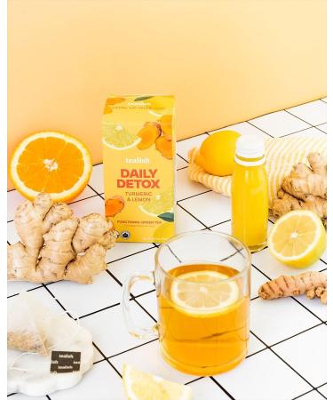 Tealish Organic Daily Detox Green Tea bags with Turmeric Functional Wellness Teas. Box of 12 biodegradable tea bags. Contains Caffeine - Buy Online on GoSupps.com