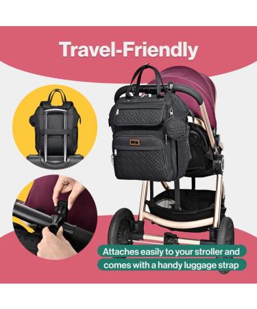 Shop Babbleroo Multifunctional Large Diaper Bag Backpack - Black | Includes Diaper Pad Stroller Belt & Pacifier Bag - Ideal for Traveling Parents - Buy Online on GoSupps.com
