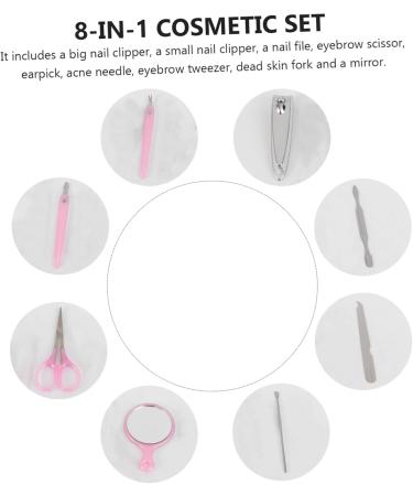 FRCOLOR Mirroraid Nail Trimming Kit 8 in 1 Double Bun Nail Kit Camping Accessory Mirrors Nail Kit Nail Trimmer Deer Antler Headband Nail Clipper Kit Pink Manicure medium Pink - Buy Online on GoSupps.com