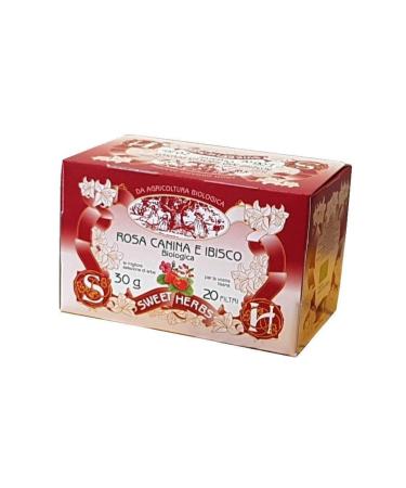 Apicoltura Brezzo Sweet Herbs | Rosehip and Hibiscus Herbal Tea | Organic Herbal Infusion with Antioxidant Action - 20 Individually Filtered Tea Bags (30g)