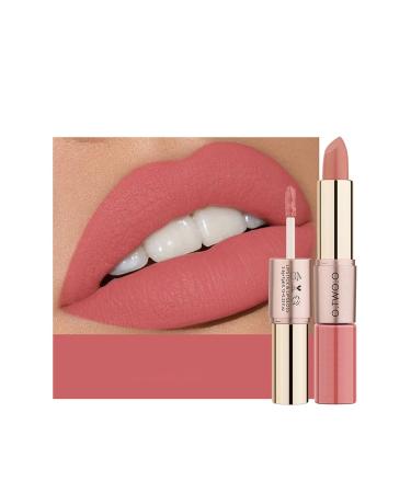 Nude Lipstick for Women - Matte Velvety Finish 2-in-1 Double Lip Tone Long-Lasting & Highly Pigmented Lip Gloss - Buy Online on GoSupps.com
