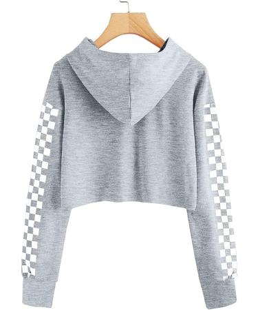 Girls 2 Piece Outfit: Crop Top Hoodie & Sweatpants Set - Grey, Size 11-12 Years - Buy Online on GoSupps.com