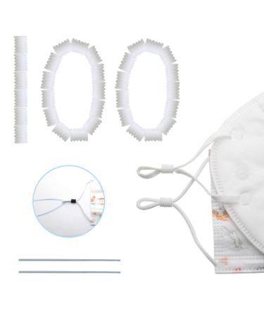 ONLYONE 100pcs Mask Adjuster Cord Locks for Drawstrings-Toggles for Drawstrings Elastic Adjuster for face mask Cord Stops with Tool is Easy to Adjust mask Strap Length(L- Round WHITE-100PACK) White L-ROUND