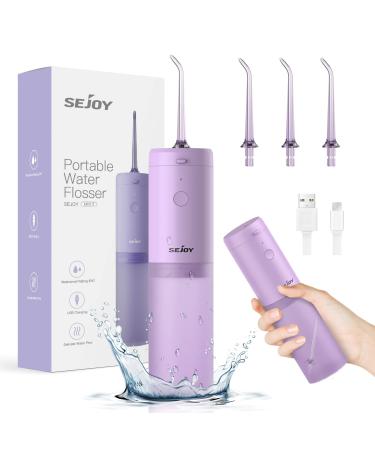 Water Flosser Dental Oral Irrigator Teeth Cleaner Portable Travel Rechargeable Cordless IPX7 Electric Plaque Remover 3 Modes 3 Jet Tips 140ml Purple