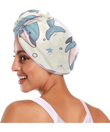 Blue Dolphins Hair Towel 2 Pack | Super Absorbent Quick Dry Hair Turbans for Women & Girls | Perfect Hair Drying Solution - Buy Online on GoSupps.com