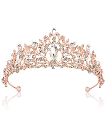 CURASA Rose Gold Tiaras and Crowns for Women Princess Queen Crown Birthday Crown for Women Girls Wedding Crown for Bride Crystal Headbands for Costume Party Quinceanera Prom Pageant Halloween