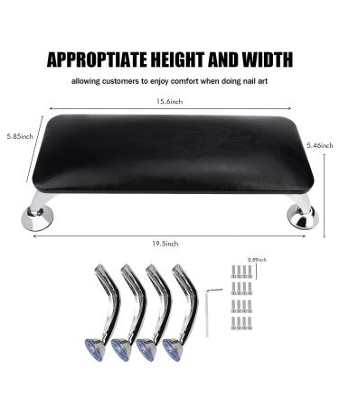 Nail Arm Rest for Acrylic Nails - Soft Microfiber Leather Hand Cushion with Stainless Steel Stands - Black - Buy Online on GoSupps.com
