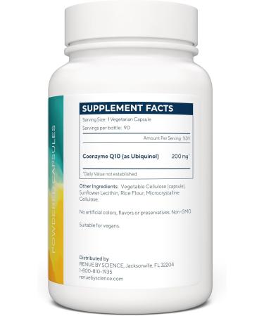 Renue By Science Liposomal CoQ10 200mg - Bioavailable Ubiquinol for Energy & Heart Health - 90 Caps 90 Day Supply - Antioxidants for Longevity - Buy Online on GoSupps.com